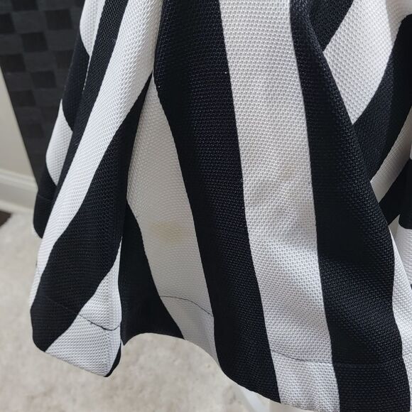 Black /White Stripe Fit Flair Mini Dress with Open Back Size Medium. #167 - Picture 5 of 12